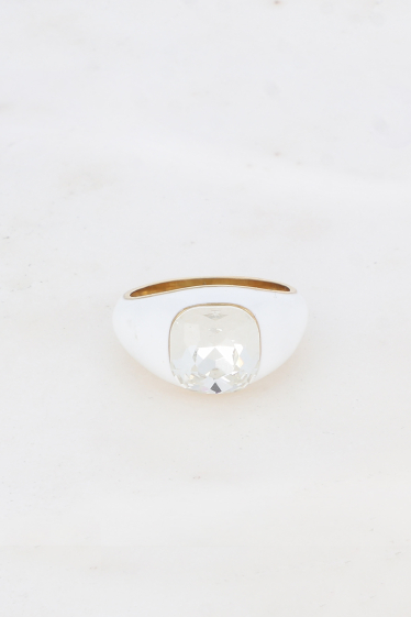Wholesaler Bohm - Signet ring - in stainless steel, enamel and crystals - TU 56