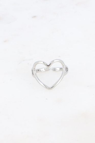 Wholesaler Bohm - Steel ring - openwork heart