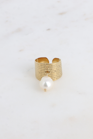 Wholesaler Bohm - Wide ring - zebra ring and freshwater pearl