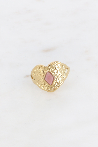Wholesaler Bohm - Ring - textured heart pattern & diamond semi precious stone