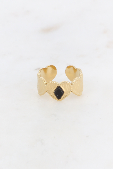 Wholesaler Bohm - Ring - multi textured heart & diamond semi precious stone