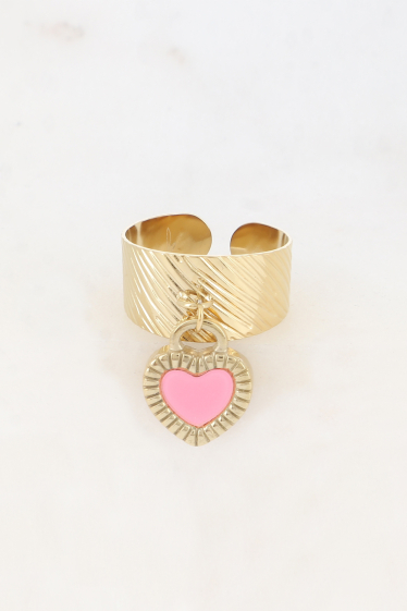 Wholesaler Bohm - Ring - heart pendant in reversible two-tone enamel