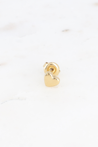 Wholesaler Bohm - Stud earring - smooth heart, sold individually