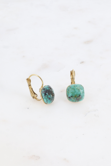 Wholesaler Bohm - Béa Stone gold earrings with 10mm natural stone