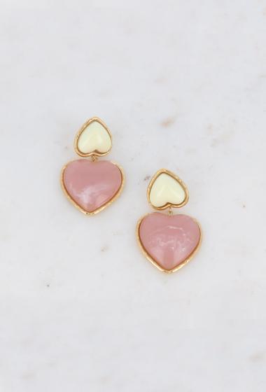 Wholesaler Bohm - Earrings - acetate heart duo