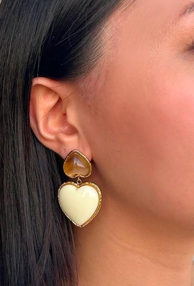 Wholesaler Bohm - Earrings - acetate heart duo