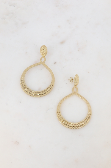 Wholesaler Bohm - Drop earrings - 2 yokes, bubble effect and openwork piece