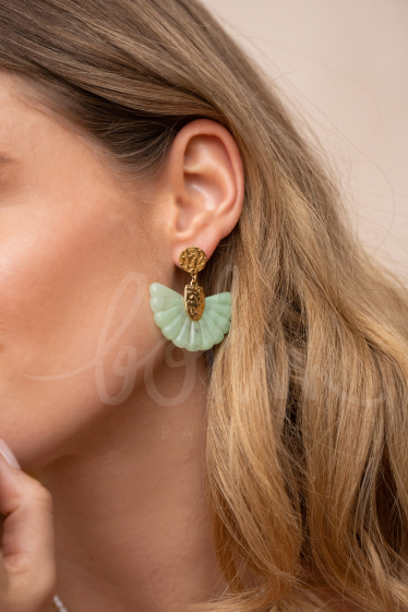 Wholesaler Bohm - Dangling earrings - floral colored acetate