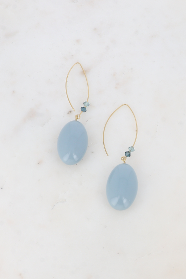 Wholesaler Bohm - Dangling earrings - 2 ovals, colored acetate