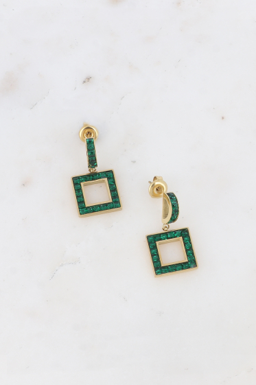 Wholesaler Bohm - Drop earrings - arc and square with zirconium oxides