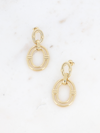 Wholesaler Bohm - Ayna drop earrings - double openwork ring