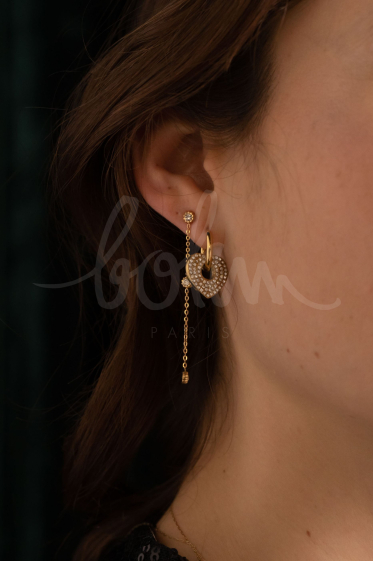 Wholesaler Bohm - Bandini dangling earrings - stainless steel with 3 zirconium oxides