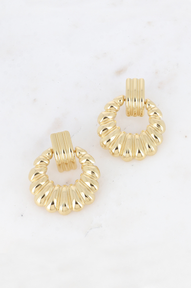 Wholesaler Bohm - Drop earrings - ridged bar and twisted round ring