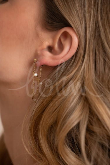 Grossiste Bohm - Boucles pendantes Clarissa - chaîne & perles d'eau douce