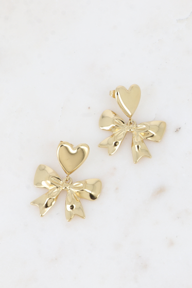 Wholesaler Bohm - Dangling earrings - heart and big bow tie