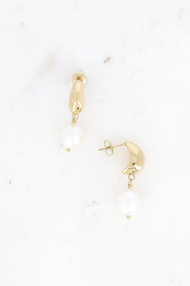 Wholesaler Bohm - Drop earrings - half ring and freshwater pearl