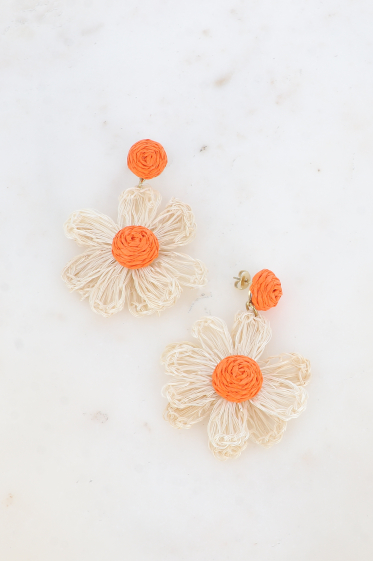 Wholesaler Bohm - Dangling earrings - synthetic raffia flower