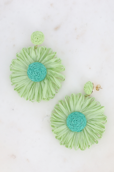 Wholesaler Bohm - Dangling earrings - synthetic raffia flower