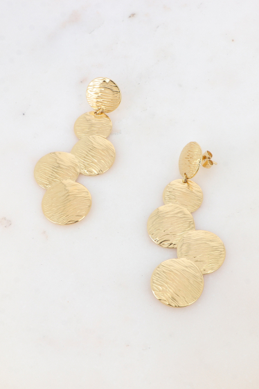 Wholesaler Bohm - Drop earrings - round shapes with zebra engravings