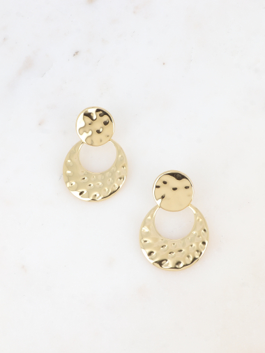 Wholesaler Bohm - Drop earrings - hammered round shapes