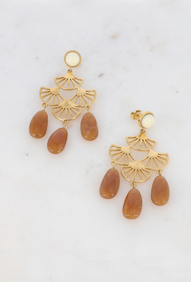 Wholesaler Bohm - Nour dangling earrings - openwork fans and colored acetates