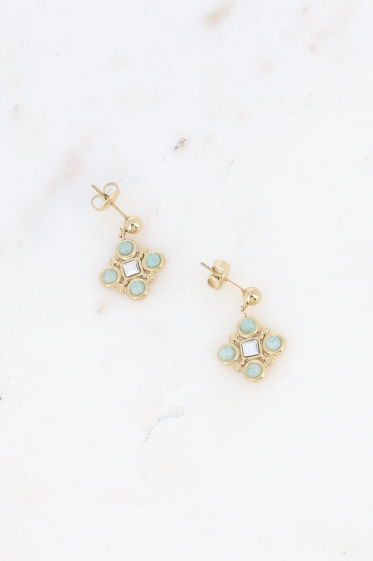 Wholesaler Bohm - Drop earrings - natural stones and square cut crystal