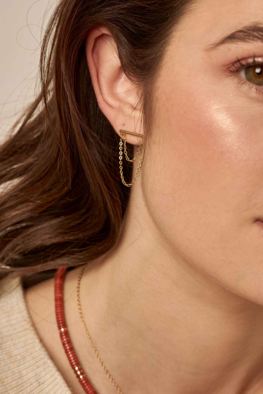 Wholesaler Bohm - Ysoline pendant earrings - double stainless steel chain