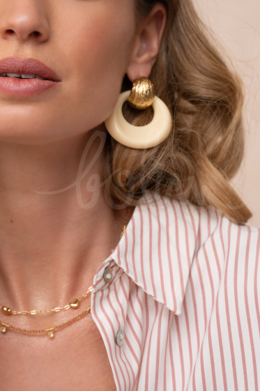 Wholesaler Bohm - Aélie stud earrings - textured rounded hoop and colored acetate