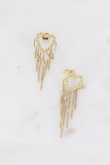 Wholesaler Bohm - Chip earrings with heart and chains