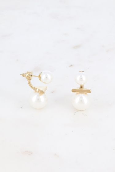 Wholesaler Bohm - Stud earrings - white resin balls and interchangeable part