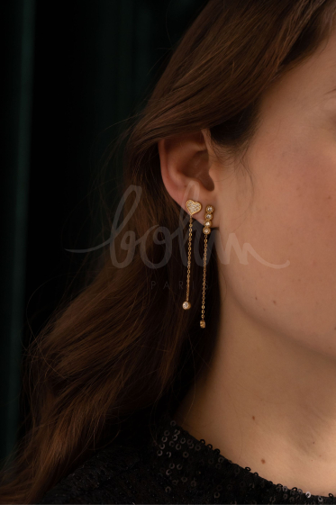Wholesaler Bohm - Carla drop earrings - small heart pendant with zirconium oxides