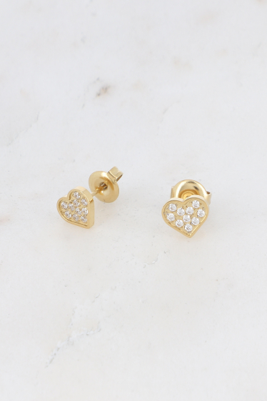 Wholesaler Bohm - Carla stud earrings - small heart with zirconium oxides