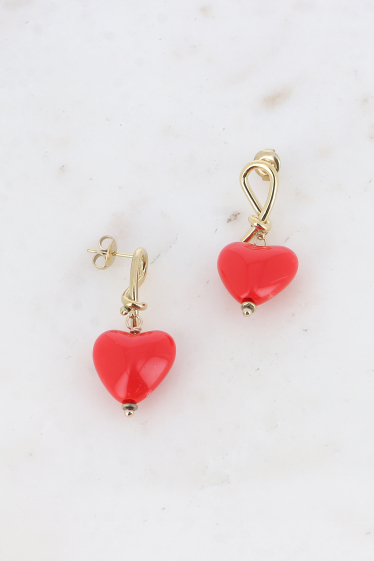 Wholesaler Bohm - Carleeni stud earrings - colored acetate heart