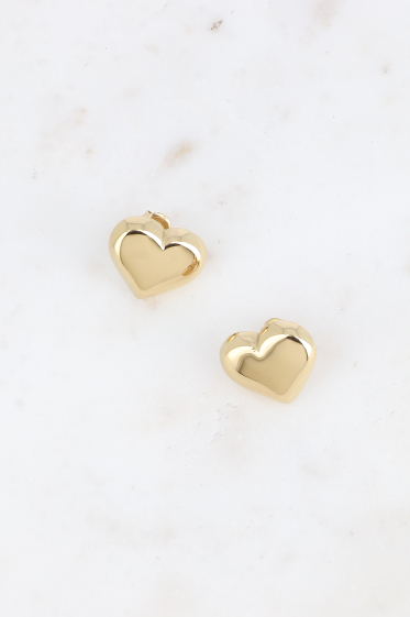 Wholesaler Bohm - Stud earrings - hammered heart in stainless steel