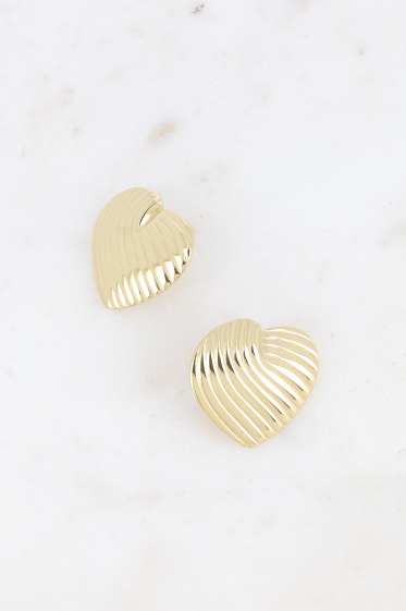 Wholesaler Bohm - Stud earrings - domed heart in stainless steel