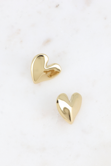 Wholesaler Bohm - Stud earrings - hammered heart in stainless steel