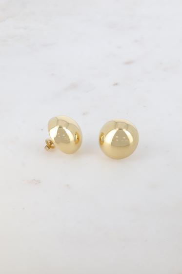 Wholesaler Bohm - Bullet earrings - half ball 16 mm in stainless steel