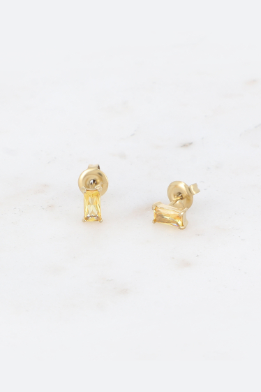Wholesaler Bohm - Steel stud earrings - rectangular crystal