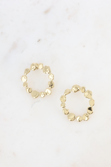 Wholesaler Bohm - Stainless steel stud earrings - circle with small pebble shapes