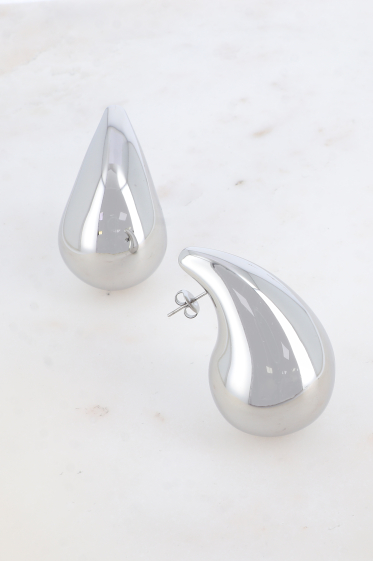 Wholesaler Bohm - Stainless steel stud earrings - XL drop 5cm