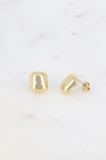 Wholesaler Bohm - Stainless steel stud earrings - small curved square