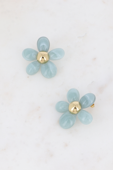 Wholesaler Bohm - Bullet earrings - flower in colored acetate