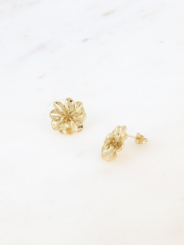 Grossiste Bohm - Boucles puces Mini Aiza - fleur texturée