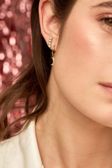 Wholesaler Bohm - Mya stud earrings - stainless steel with 4 rhinestones