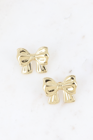Wholesaler Bohm - Bullet earrings - stainless steel bow tie