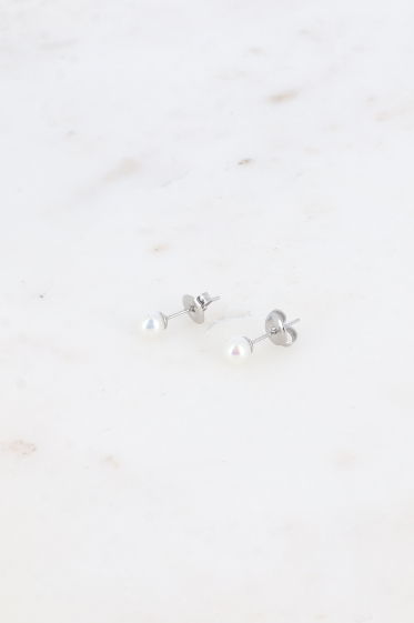Wholesaler Bohm - Flea earrings - 8mm freshwater pearl