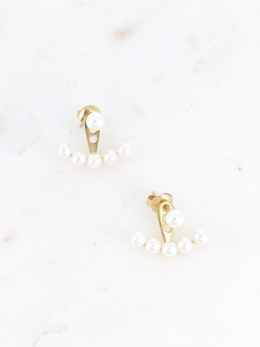 Wholesaler Bohm - Bullet earrings - white resin beads with interchangeable part
