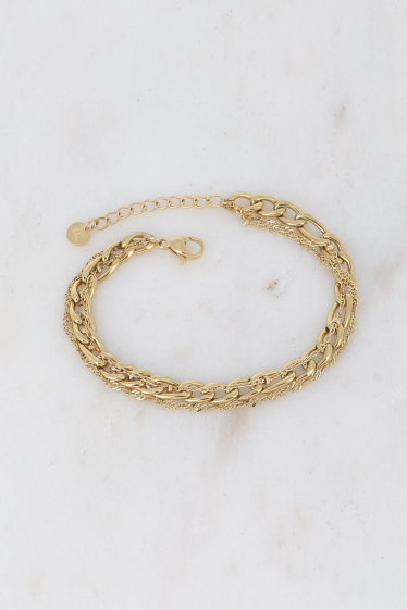 Wholesaler Bohm - Bracelet - 3 rows with convict links, flat curb chain & figaro