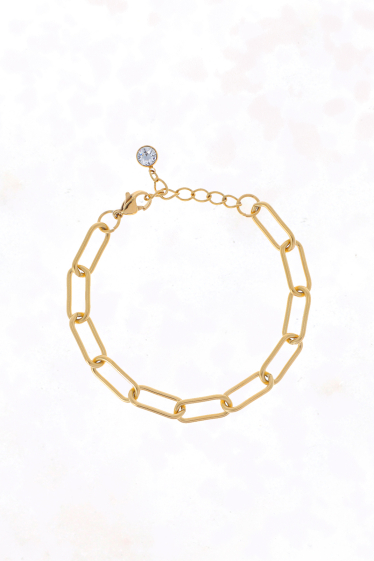 Großhändler Bohm - Amasis-Armband – Edelstahl, längliches ovales Netz und Kristall