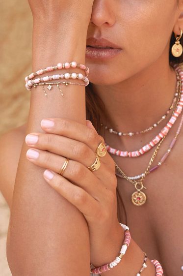 Grossiste Bohm - Bracelet Ariadnanie - céramique, pierres fines teintées et perles d'eau douce
